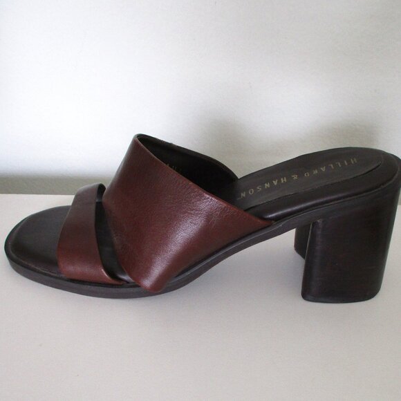 Hillard & Hanson "Lilly" Brown Leather Open Toe 3" Block Heel - Size 10M - Picture 5 of 8